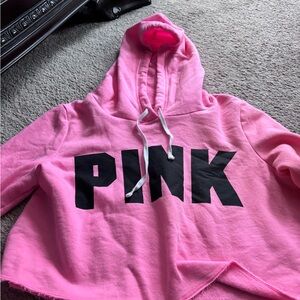 Pink Hoodie with Black Lettering